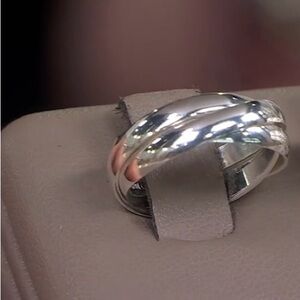 ULTRAFINE MILOR ITALY 950 SILVER POLISHED ROLLING RING  SIZE 8 QVC